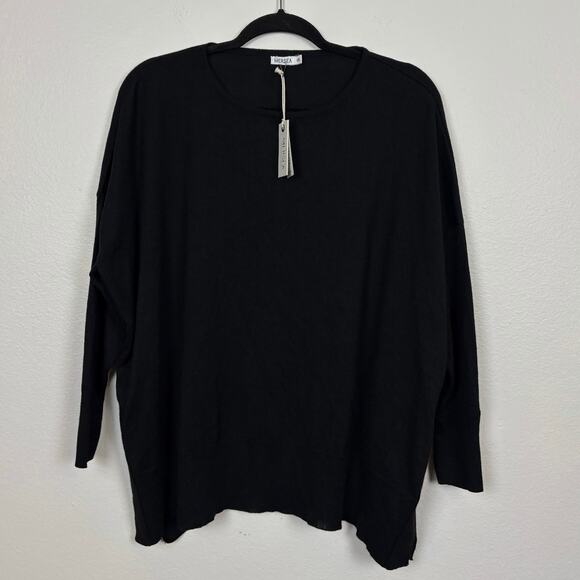 NWT Mersea Knit Gold Heart Patches Relaxed Oversized Step Hem Sweater One Size - Picture 3 of 7